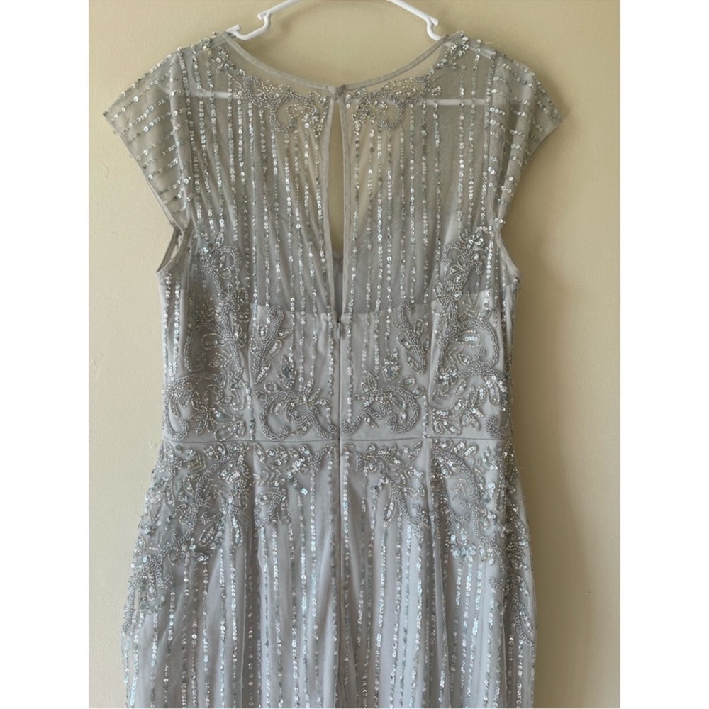 BHLDN Calais Beaded Column Gown In
Morning Mist Blue Size 4,6 - Picture 6 of 11